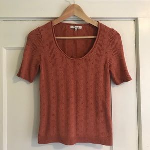 Madewell Pointelle Willford Sweater Tee in Coral